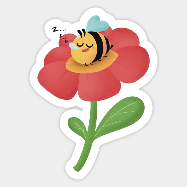 Sleepy bee on flower Sticker by PhoYoSelf88
